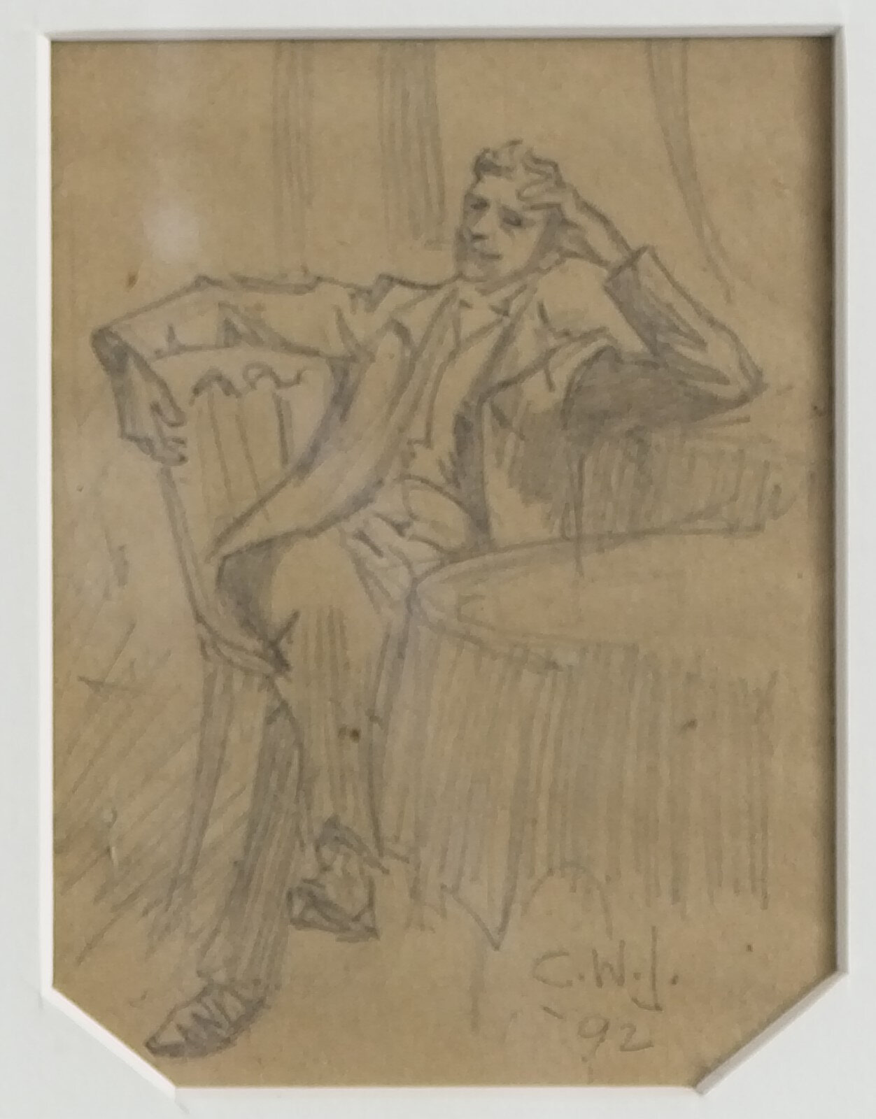 12 Small Sketches - Man Relaxing Hand to Head