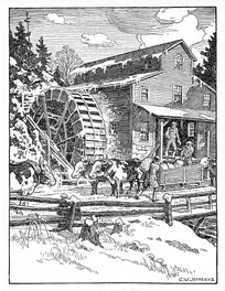A Grist Mill With Overshot Wheel