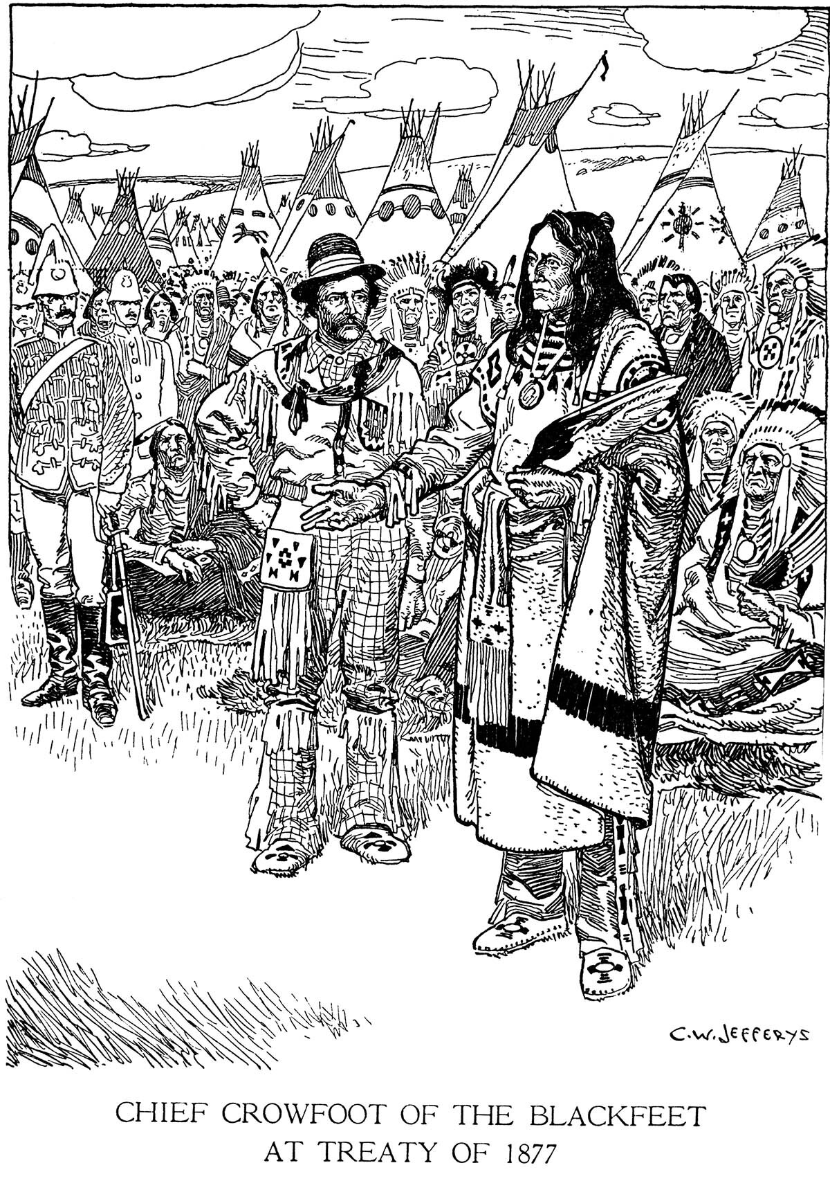 Chief Crowfoot of the Blackfeet At Treaty of 1877