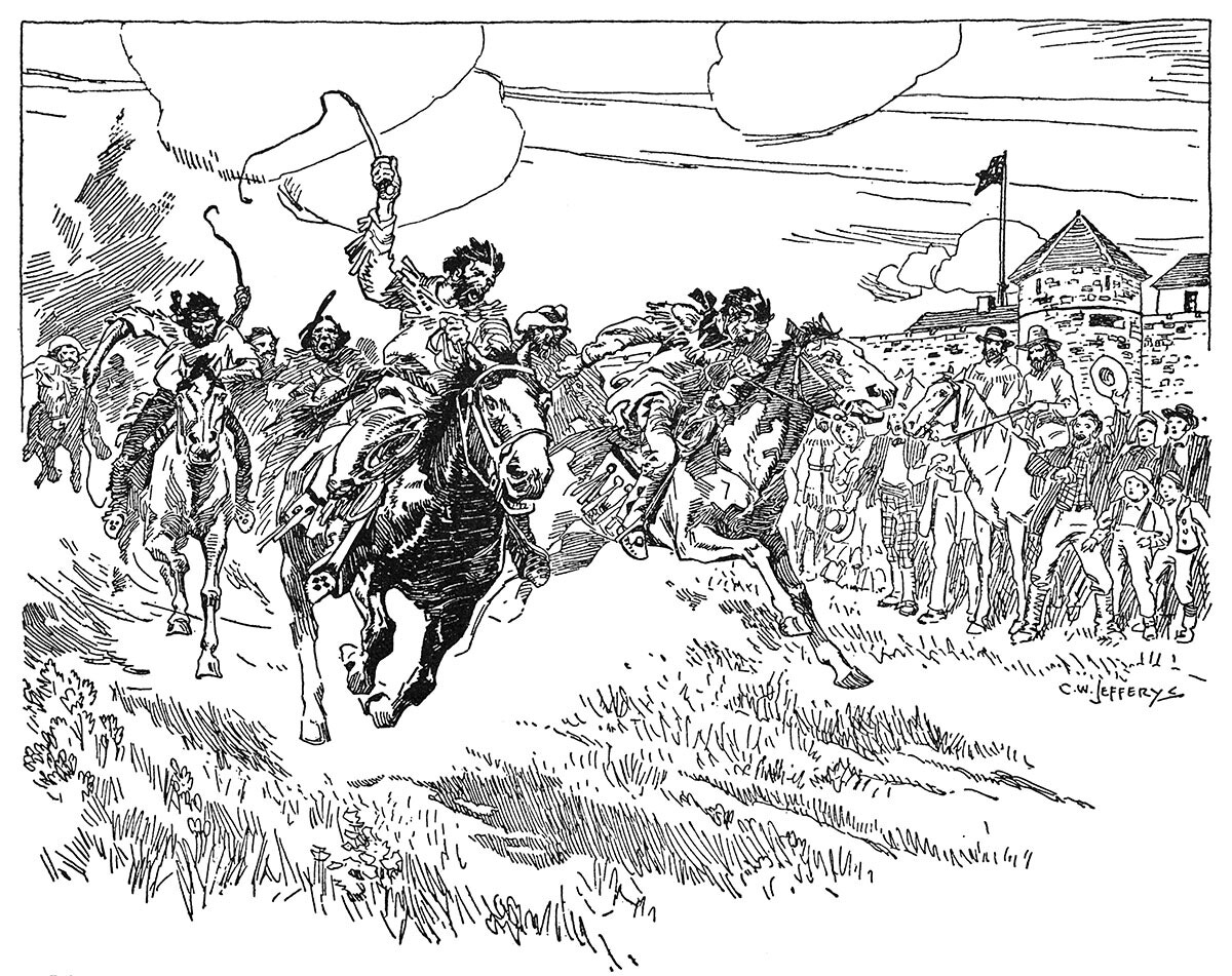 Horse Racing Outside Walls of Fort Garry