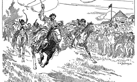 Horse Racing Outside Walls of Fort Garry