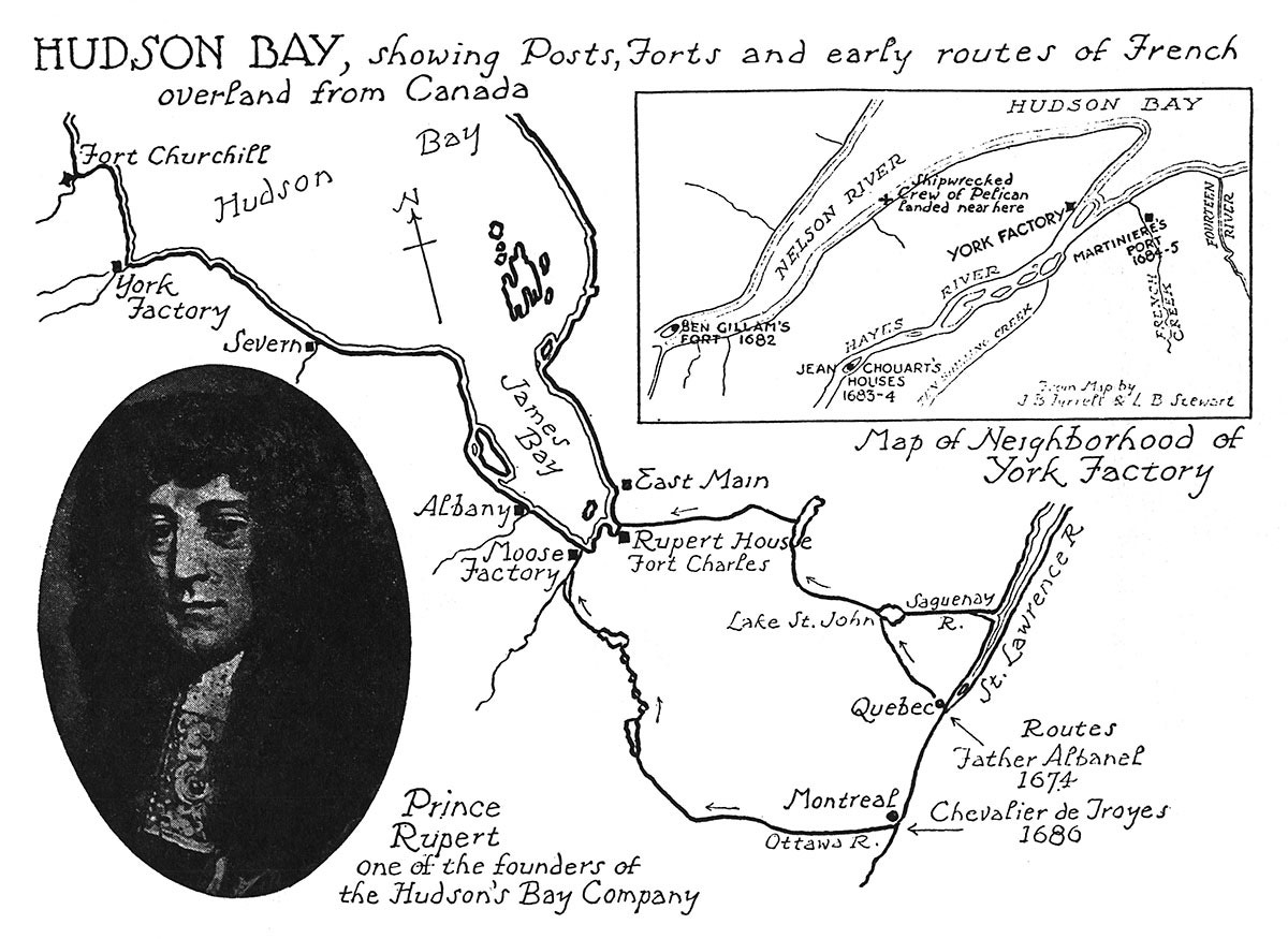 Hudson Bay, Showing Posts, Forts and Routes