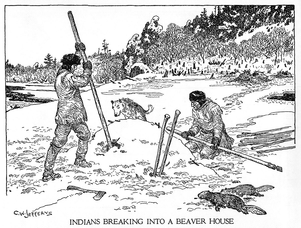 Indians Breaking Into A Beaver House