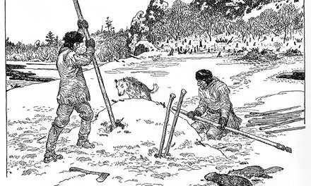 Indians Breaking Into A Beaver House