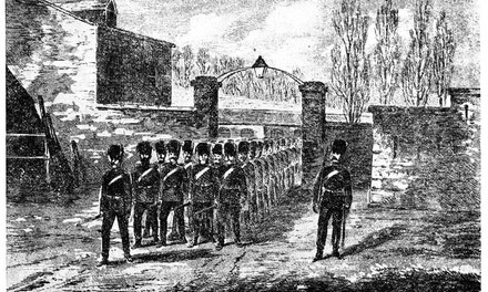 Imperial Troops Leaving Their Barracks at Quebec,1870