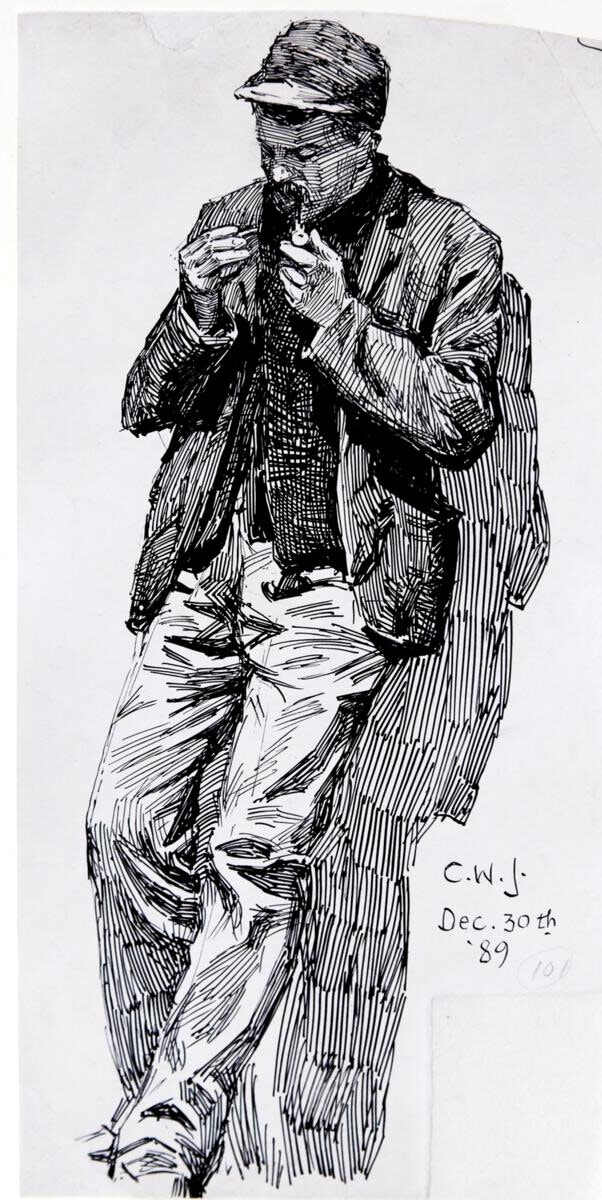 Man Lighting his Pipe