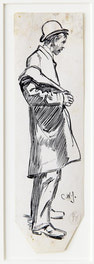 Man in a Bowler Hat Taking Off his Coat