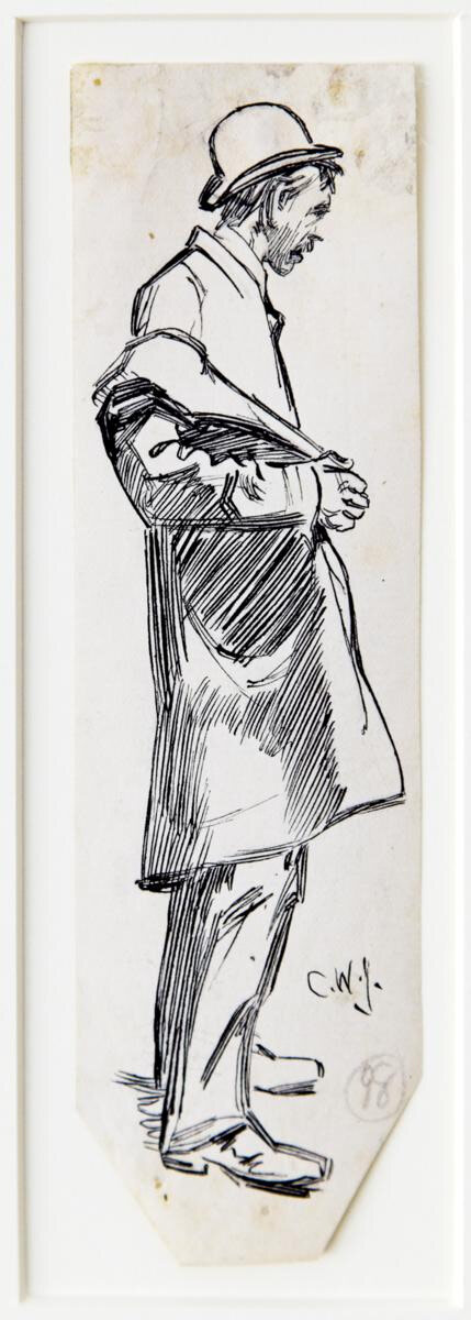 Man in a Bowler Hat Taking Off his Coat