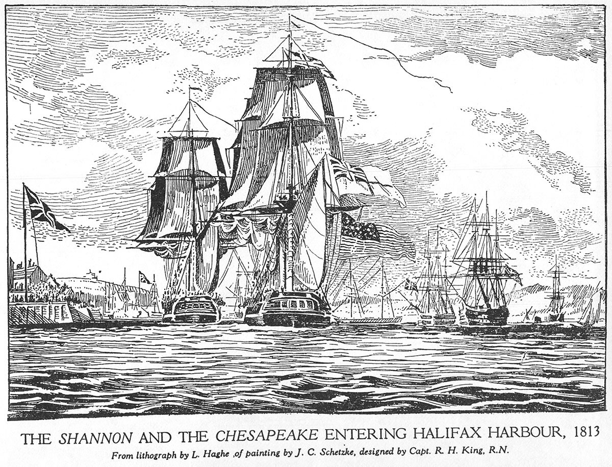 The "Shannon" And The "Chesapeake" Entering Halifax Harbour, 1813