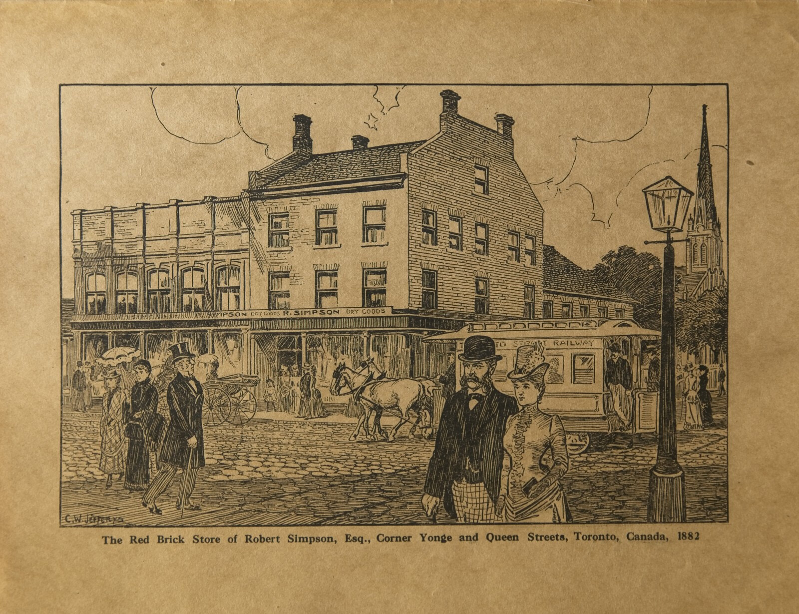 The Red Brick Store of Robert Simpson, Esq., Corner Yonge and Queen Streets, Toronto, Canada, 1882