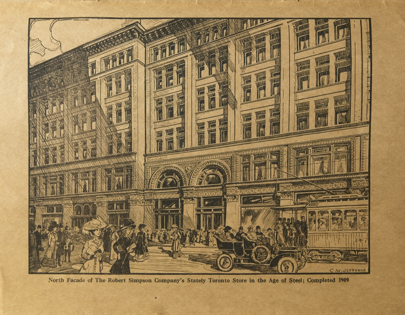 North Facade of The Robert Simpson Company's Stately Toronto Store in the Age of Steel; Completed 1909