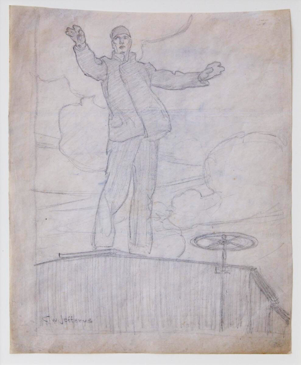 Train Man on Freight Car Roof