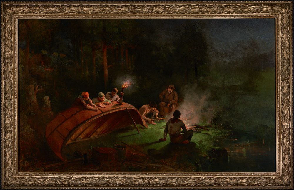  Canoe Party around Campfire