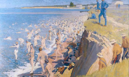 Polish Army Bathing at Niagara Camp